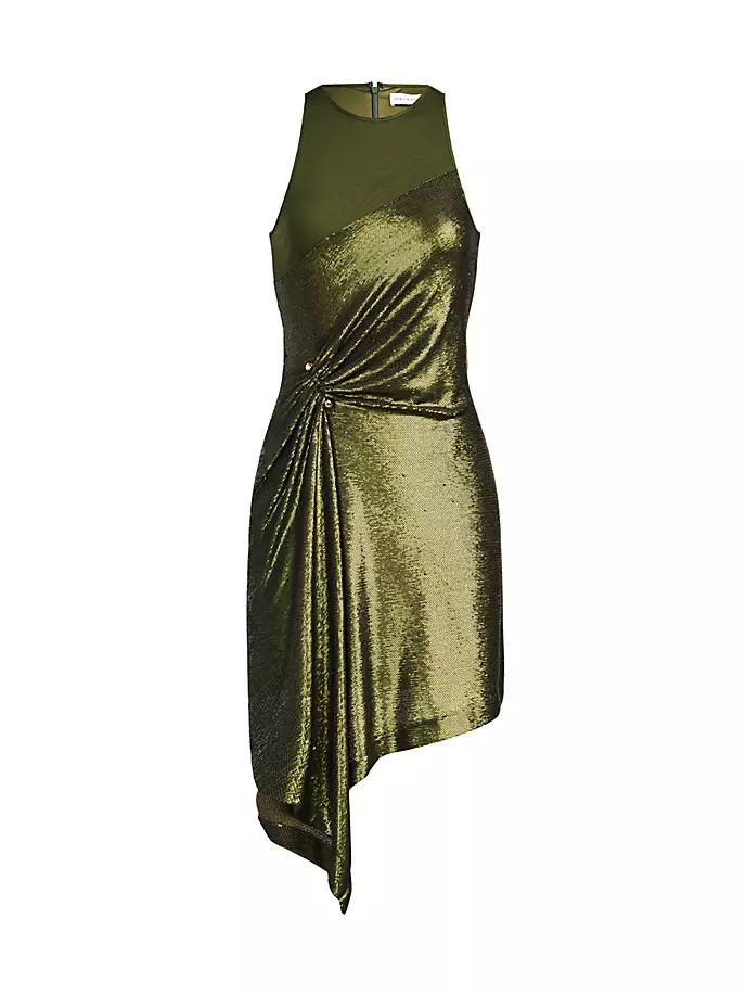 Мини-платье Ida из джерси с пайетками Halston, цвет seaweed платье мини kenna из джерси с одним рукавом и сборками halston белый