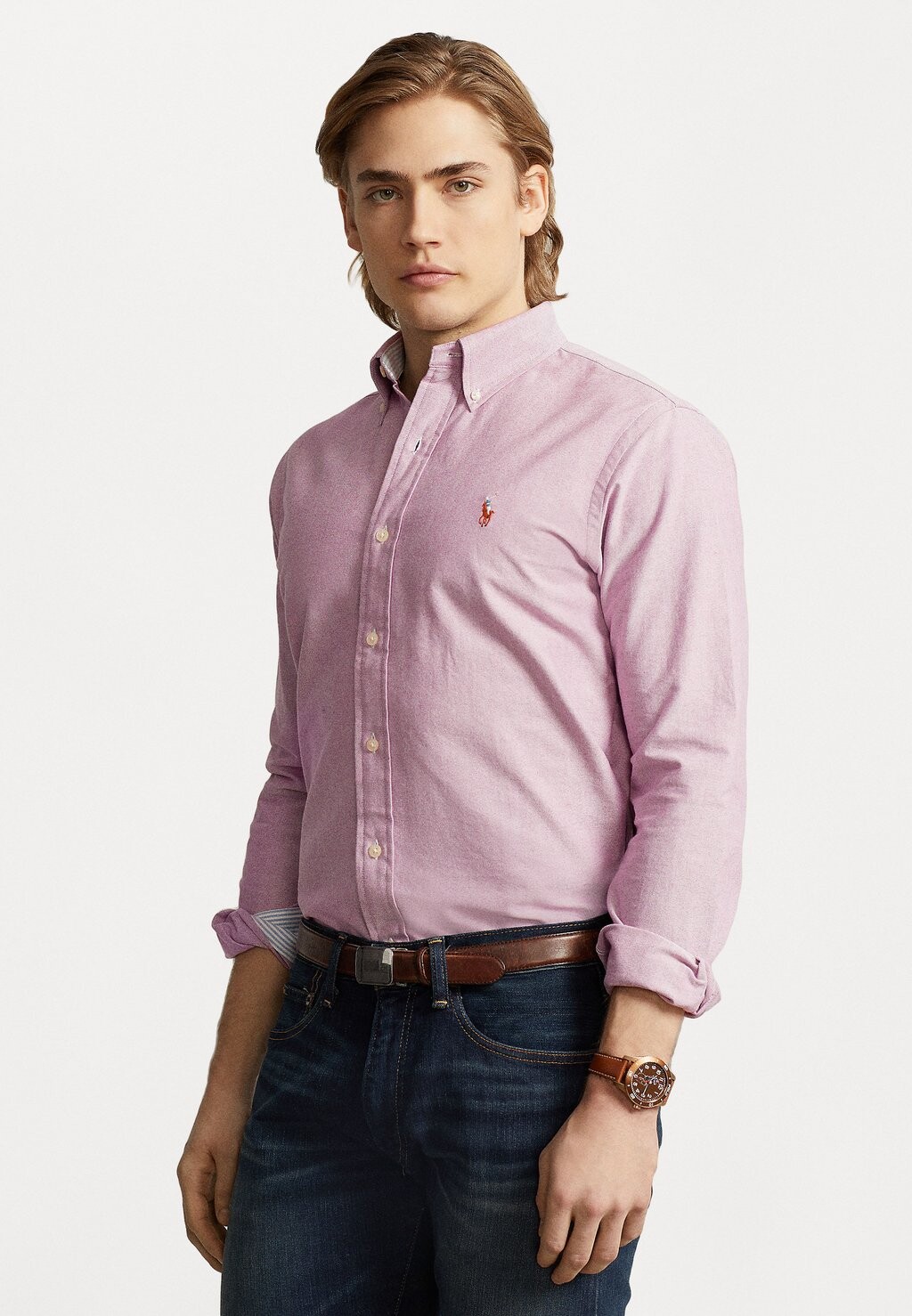 

Рубашка СПОРТИВНАЯ ФУТБОЛКА С ДЛИННЫМ РУКАВОМ Polo Ralph Lauren, малиновый/белый