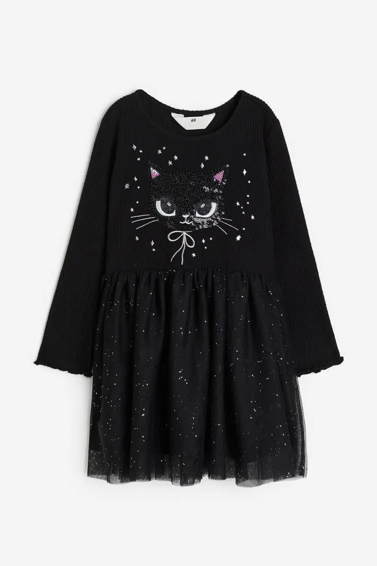 

Платье-юбка из тюля с пайетками H&M, черный