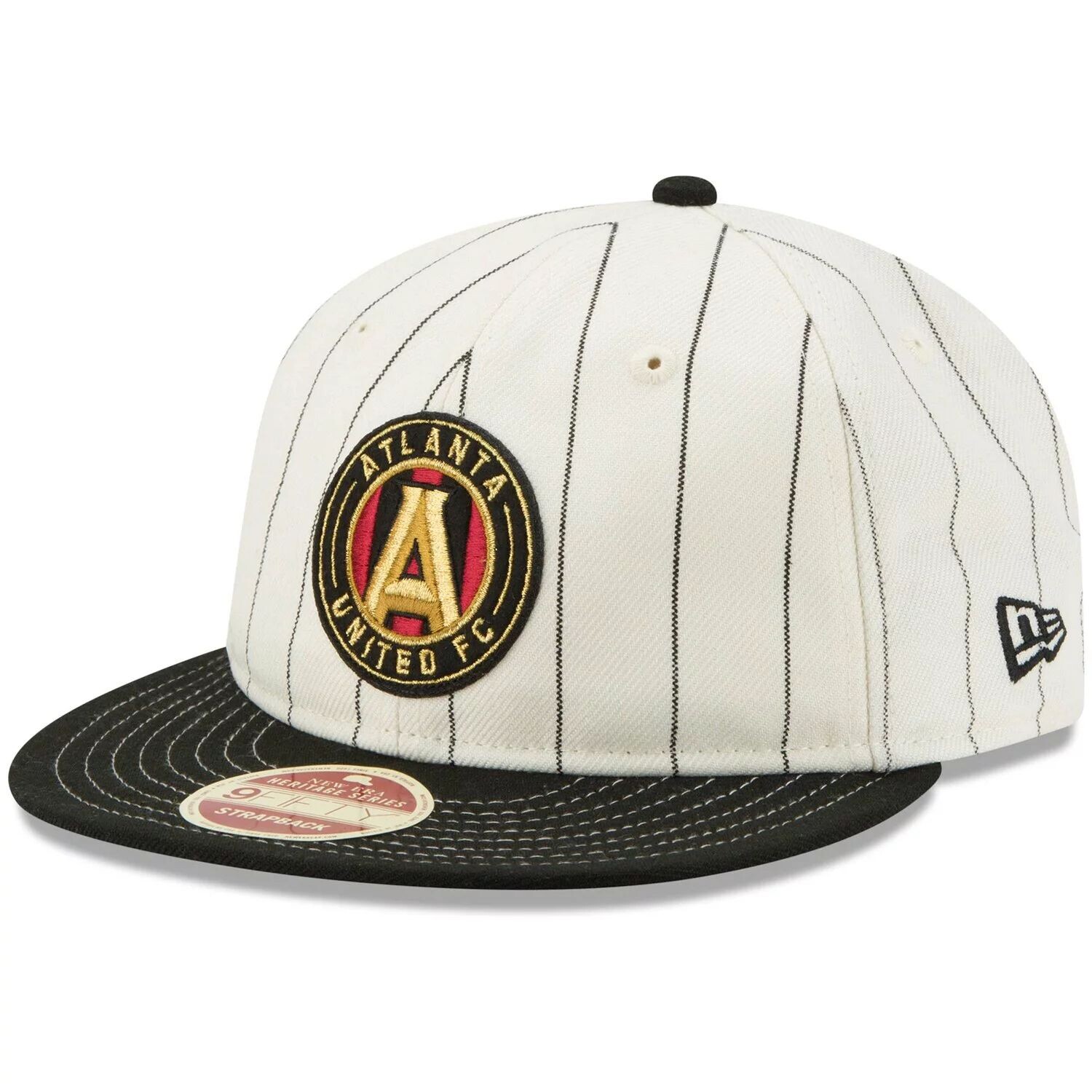 

Мужская регулируемая кепка New Era кремового/черного цвета Atlanta United FC Heritage Series Stripe 9FIFTY