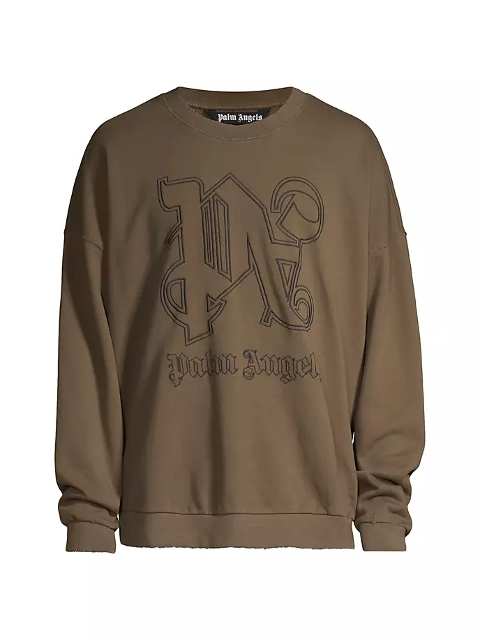 

Толстовка с круглым вырезом и монограммой Palm Angels, цвет brown black