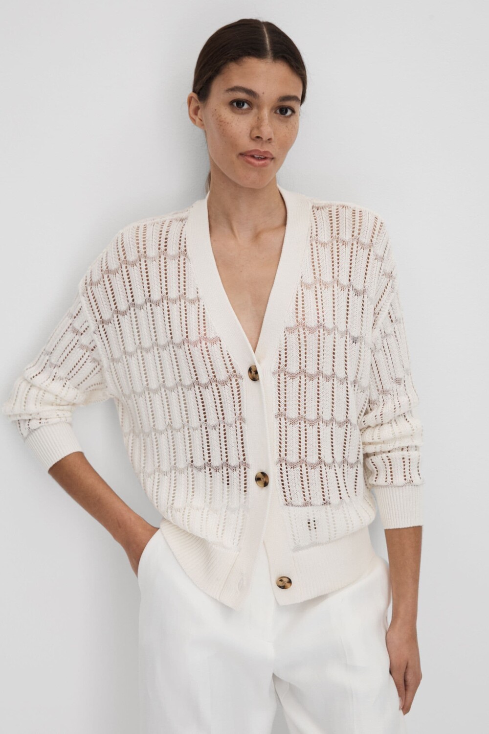 

Кардиган отти крючком Reiss, белый
