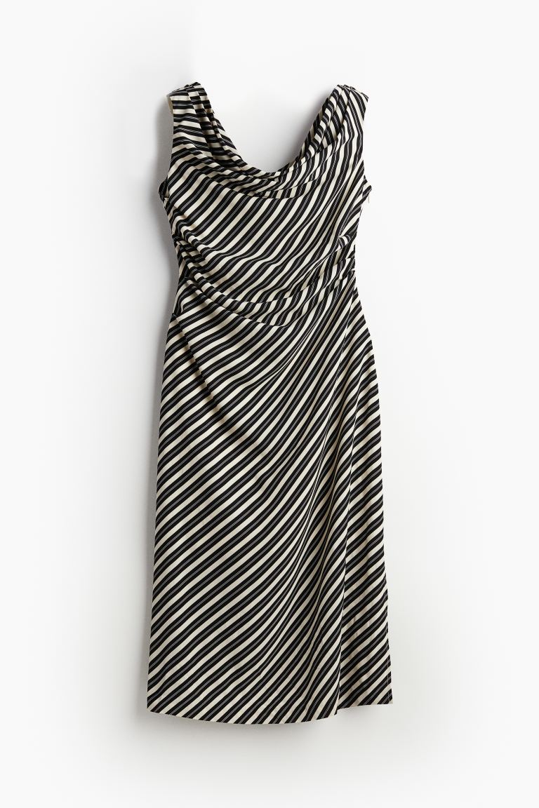 Драпированное платье на одно плечо H&M, черный
