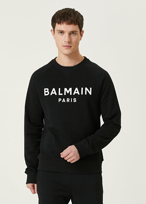 

Черно-белый свитшот с логотипом Balmain, Черный
