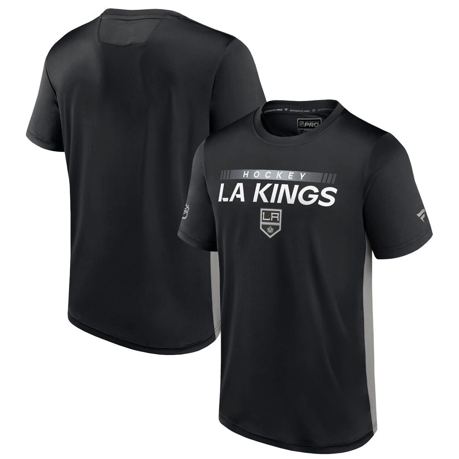 Мужская футболка Fanatics черного/серебристого цвета с логотипом Los Angeles Kings Authentic Pro Rink Tech