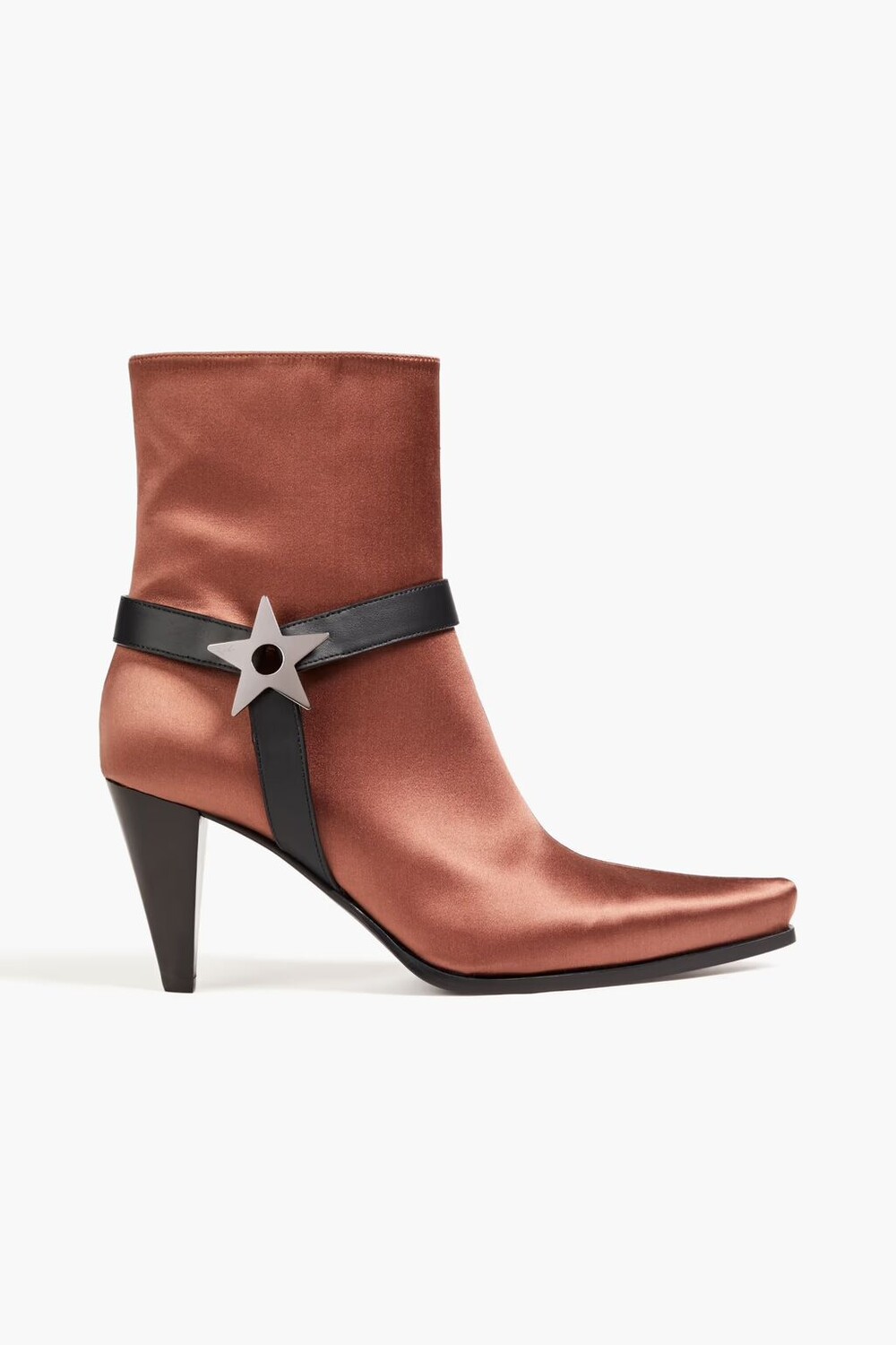 

Атласные ботильоны с декорированной кожаной отделкой Giuseppe Zanotti, медь