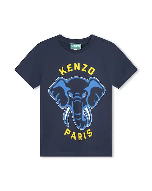 

Футболка для мальчика с короткими рукавами и рисунком спереди Kenzo Kids, темно-синий