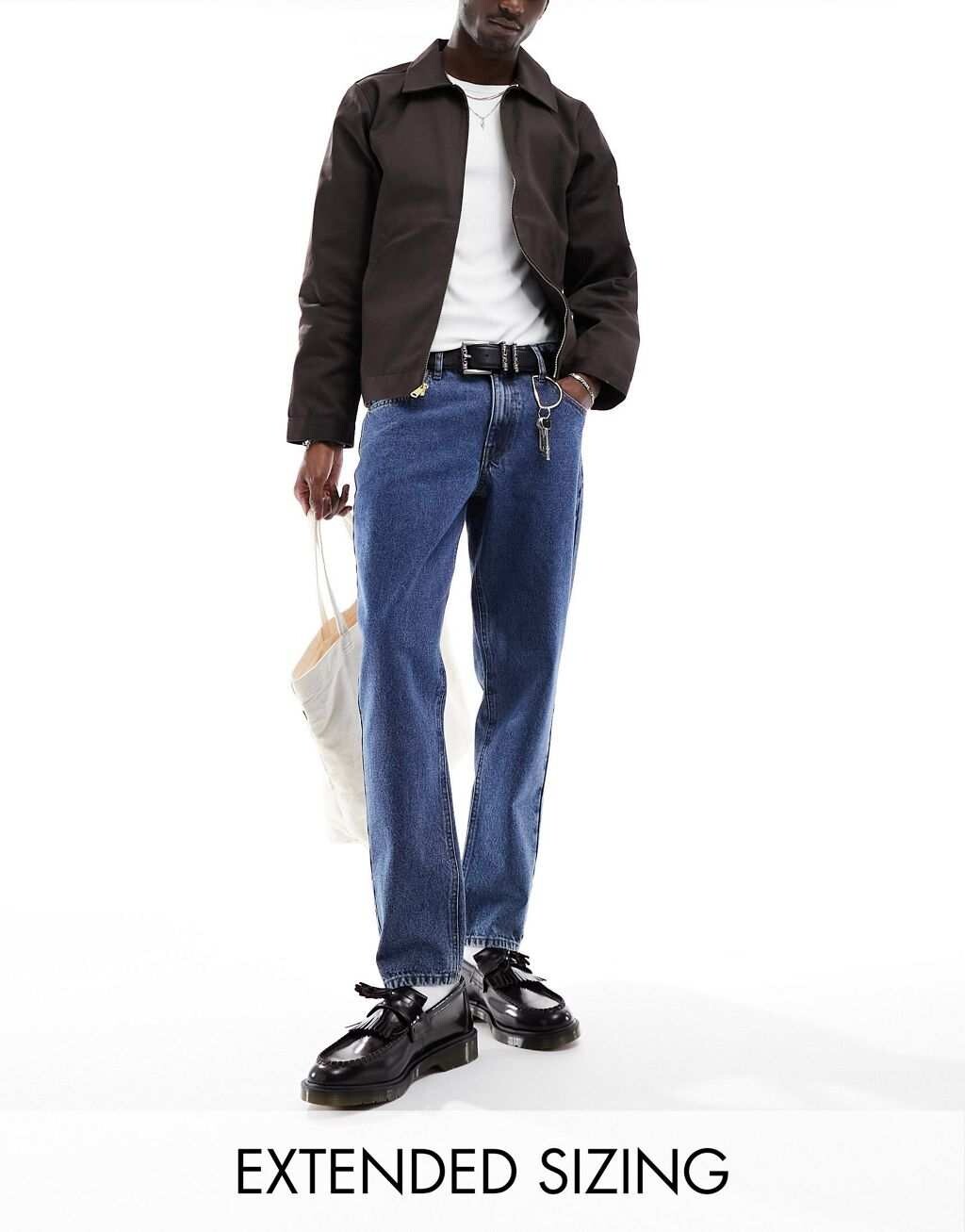 

Темные классические жесткие джинсы ASOS DESIGN