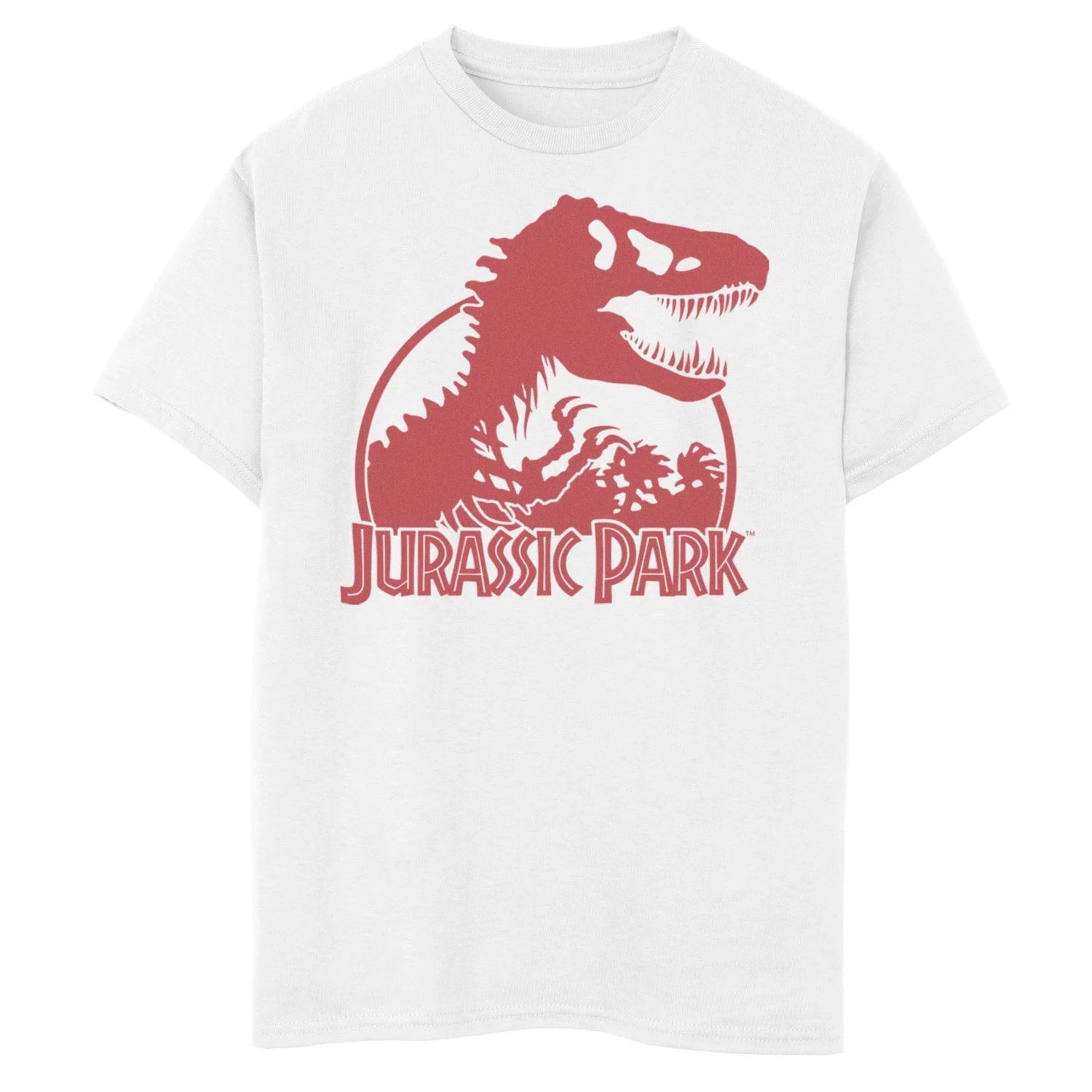 цена Классическая футболка с логотипом и рисунком скелета тиранозавра для мальчиков 8–20 лет «Парк Юрского периода» Jurassic Park, белый