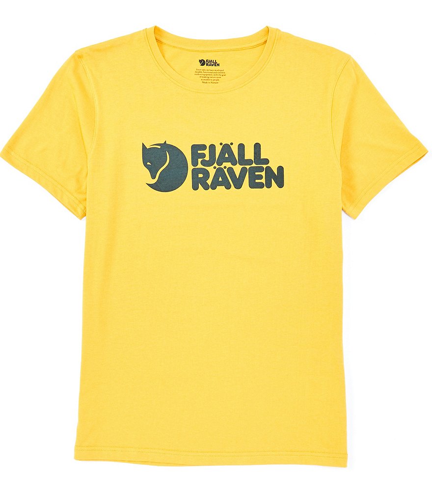 Футболка с короткими рукавами из переработанного органического хлопка Fjallraven с логотипом, желтый пуловер с короткими рукавами из переработанного хлопка m белый