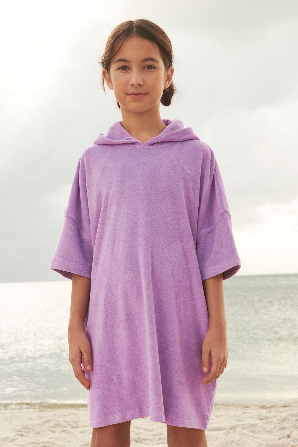 

Махровый пододеяльник Oversize с капюшоном Next, сиреневый