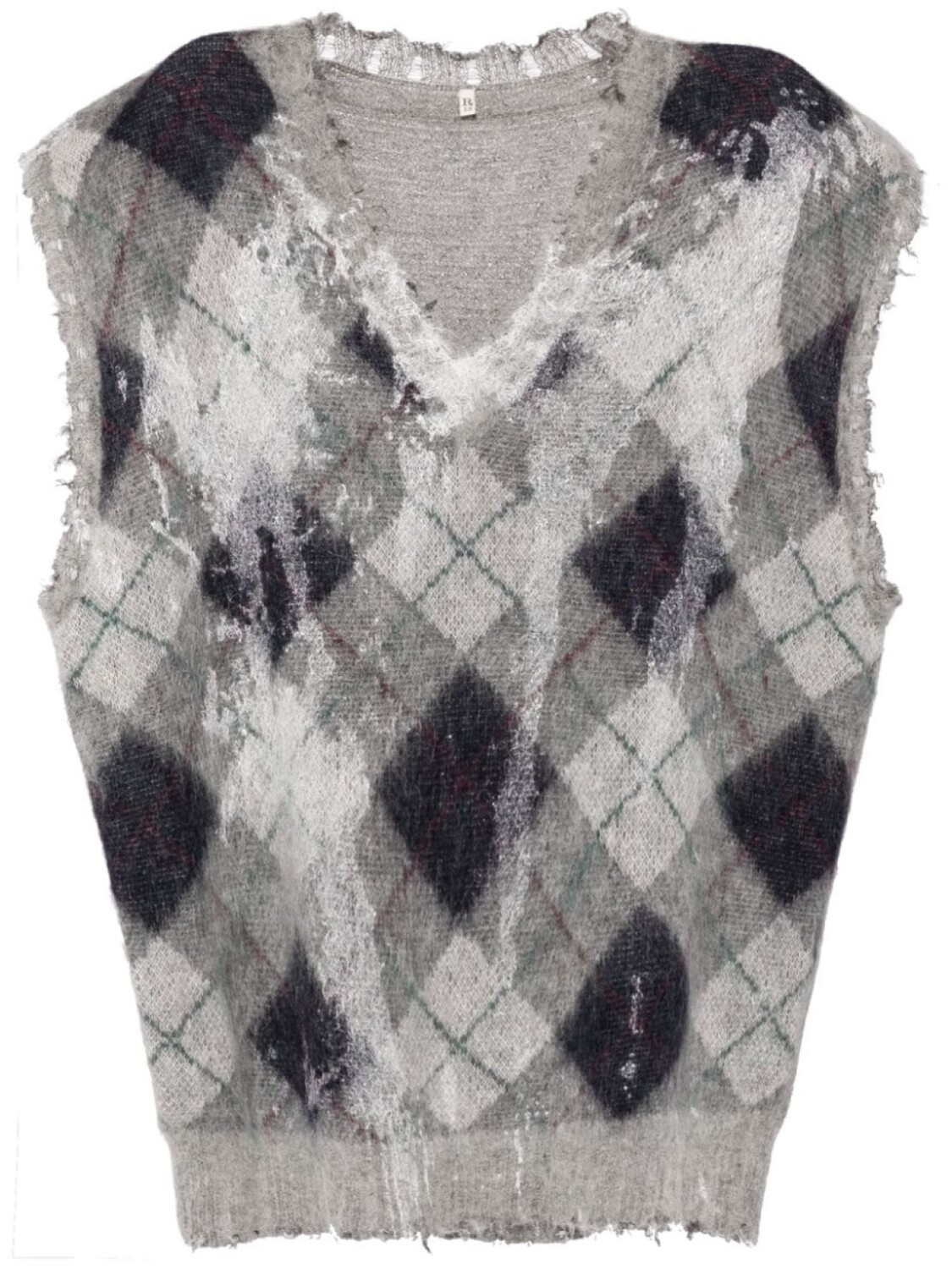

R13 жилет Oversized Sweater с узором аргайл, серый
