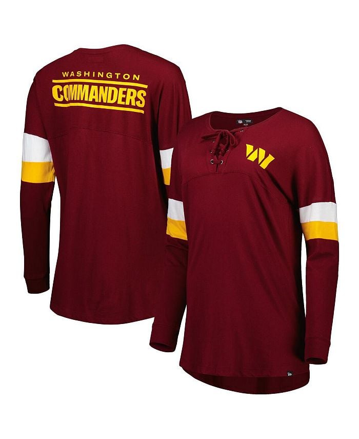 

Женская бордовая футболка Washington Commanders Athletic Varsity со шнуровкой и длинными рукавами New Era, красный