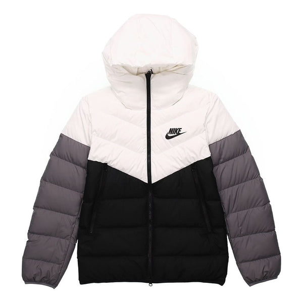 

Пуховик Nike Sportswear NSW Down Fill Colorblock Casual Sports Hooded Jacket Down Jacket Black White, белый