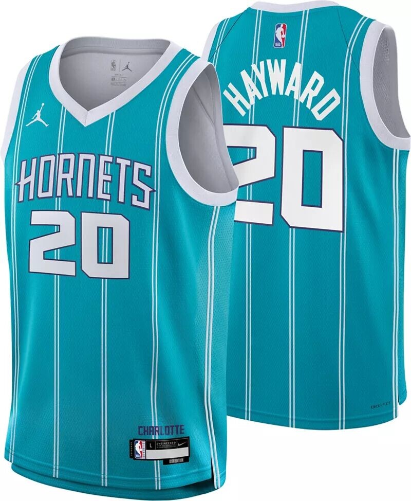 

Молодежная футболка Nike Charlotte Hornets Gordon Hayward # 20 Teal Swingman
