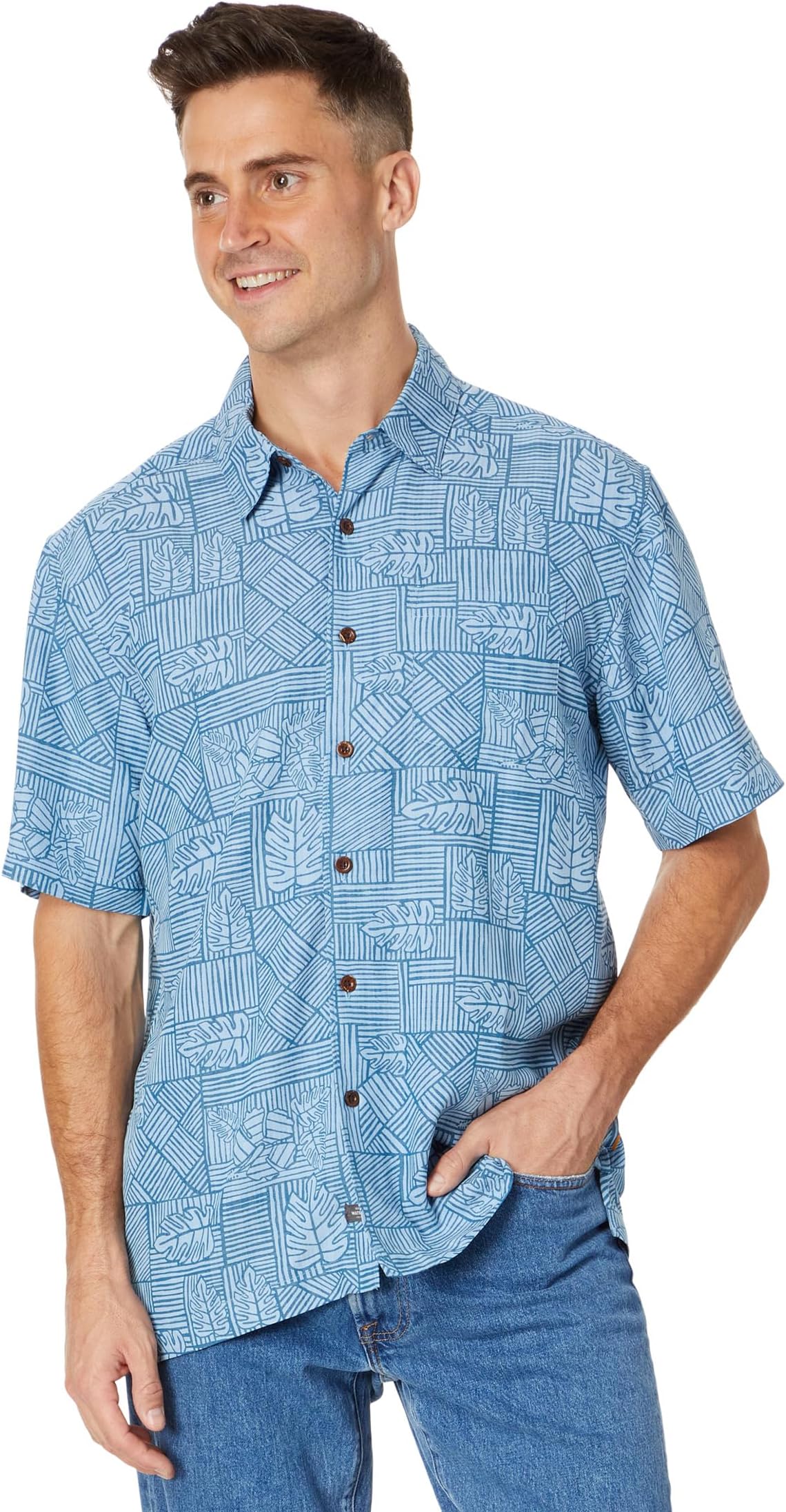 Рубашка Amazed Palm Short Sleeve Woven Quiksilver, цвет Seaport Amazed Palm