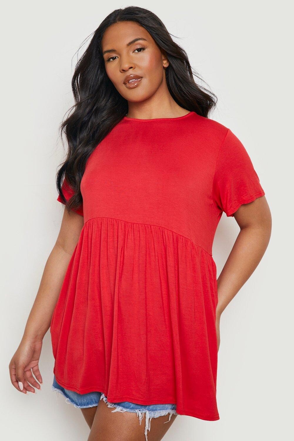 

Топ с круглым вырезом plus Boohoo, красный