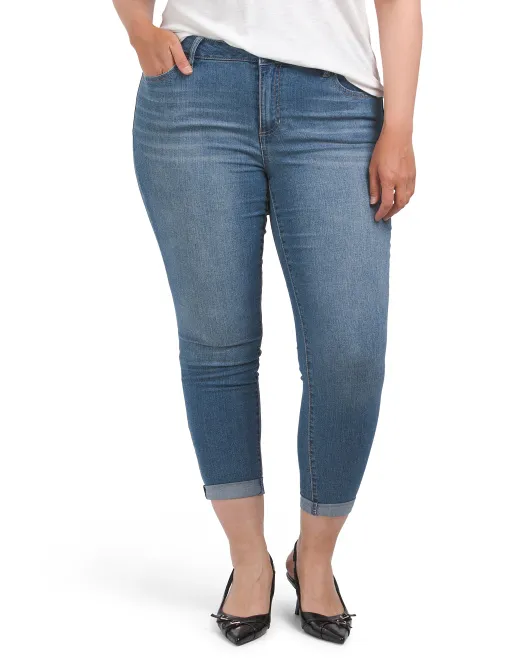 

Джинсы скинни плюс с высокой талией и подвернутыми манжетами D. Jeans, цвет Medium Denim