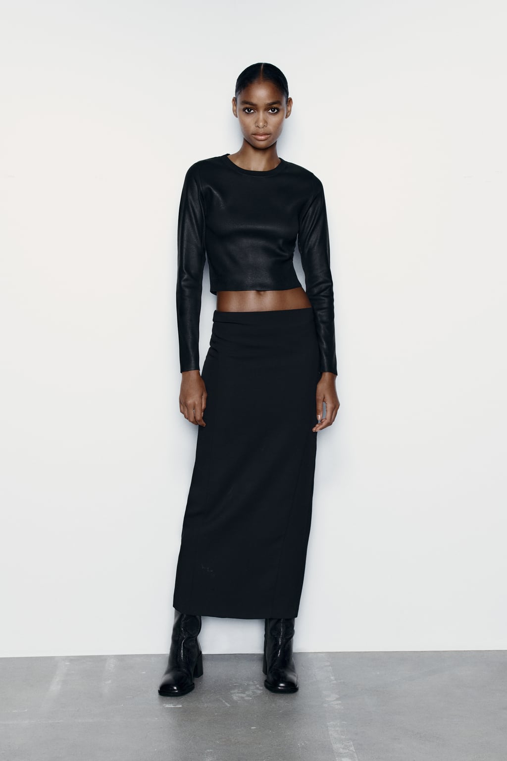 

Вязаный топ из фольги ZARA, черный