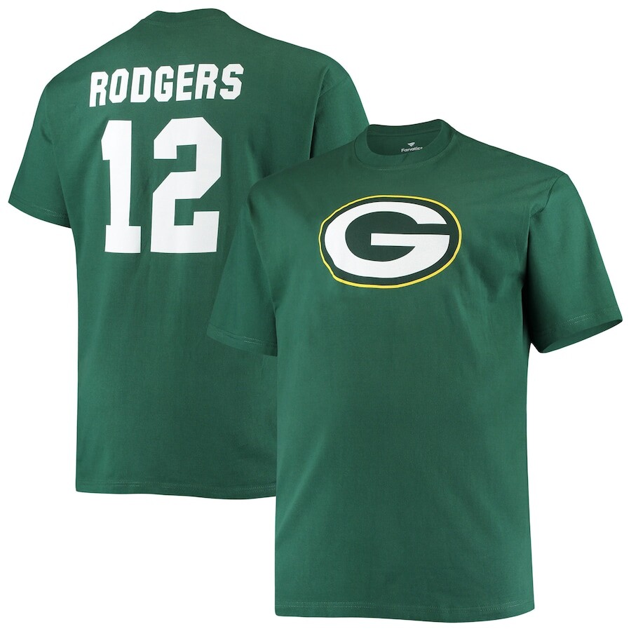

Футболка с именем и номером Fanatics Branded Green Bay Packers, зеленый