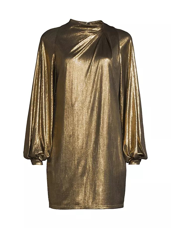 Плиссированное платье прямого кроя Lamé One33 Social, золото