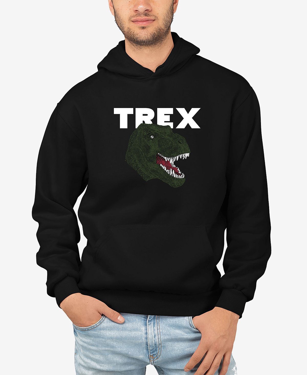 тираннозавр рекс Мужская толстовка с капюшоном и надписью Word Art T-Rex Head LA Pop Art
