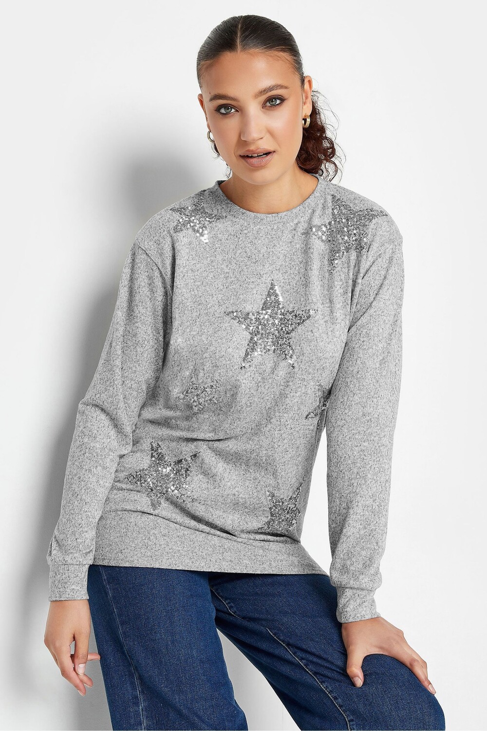 

Свитер со звездным мотивом Long Tall Sally, серый