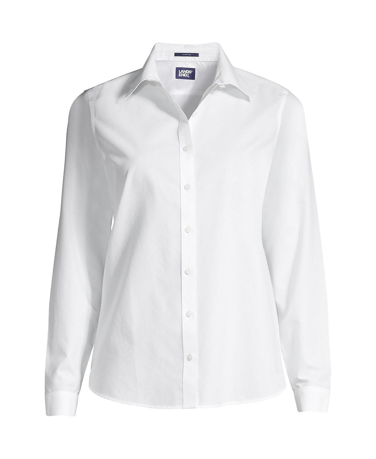 Женская рубашка больших размеров без морщин без железных пуговиц спереди Lands' End, белый