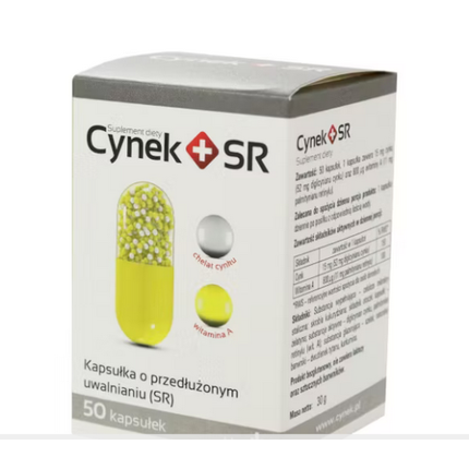 Cynek Sr 50 капсул, цинк, витамин А - иммунная система, волосы, кожа, ногти, Lek-Am