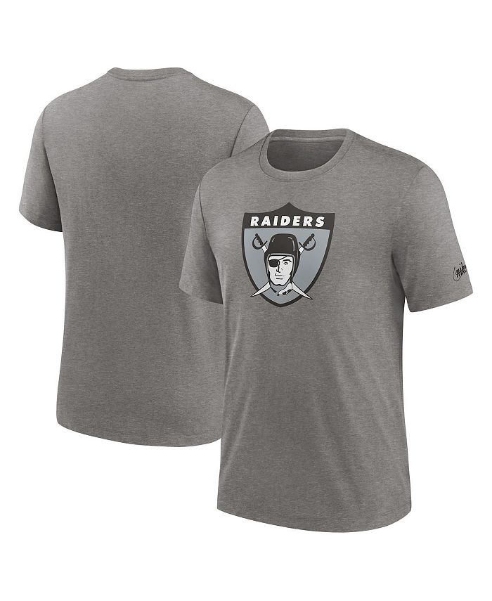 

Мужская футболка с логотипом Heather Charcoal Las Vegas Raiders Rewind Logo Tri-Blend Nike, черный