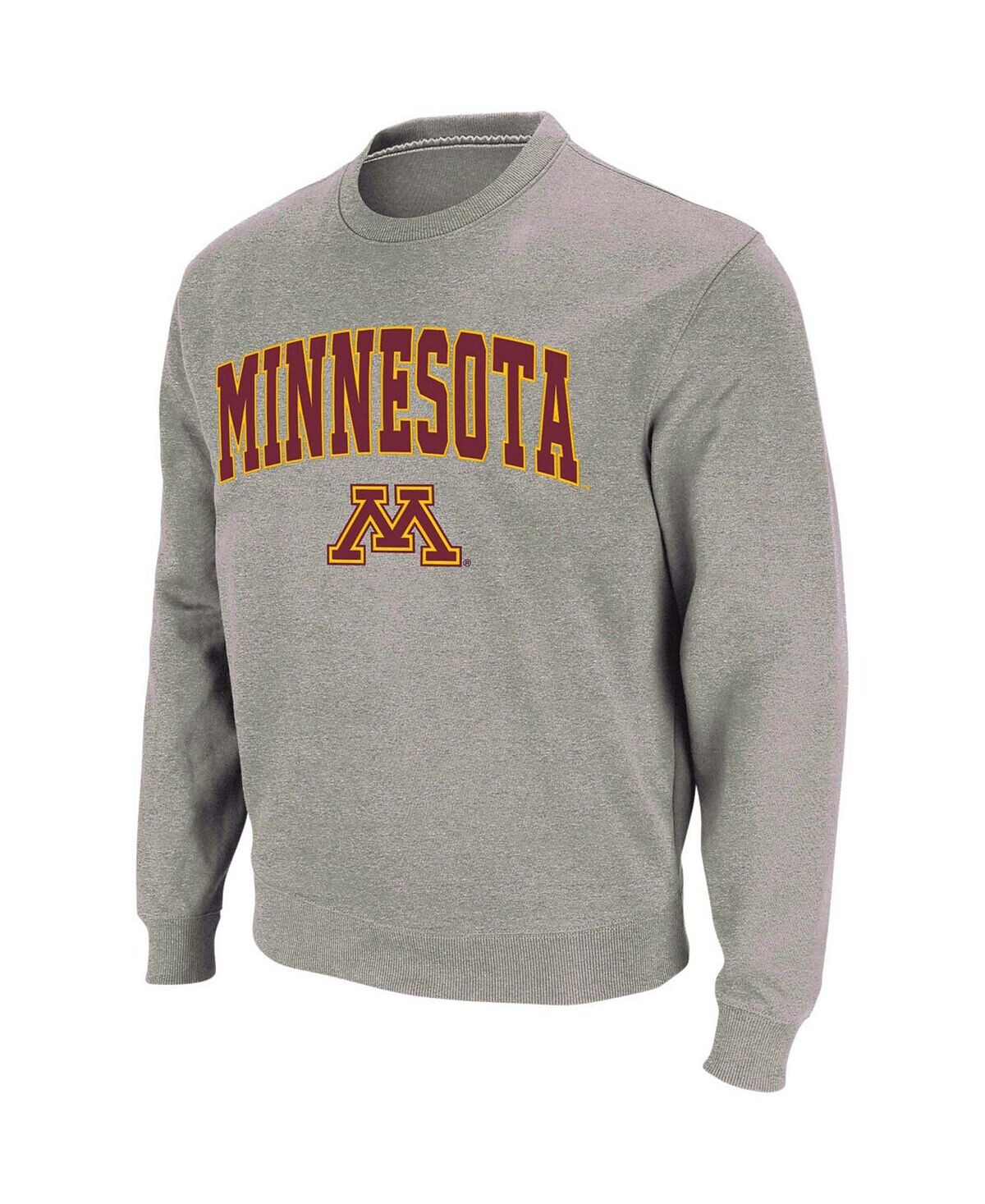 

Мужской свитшот с круглым вырезом с логотипом Heather Grey Minnesota Golden Gophers Arch Colosseum