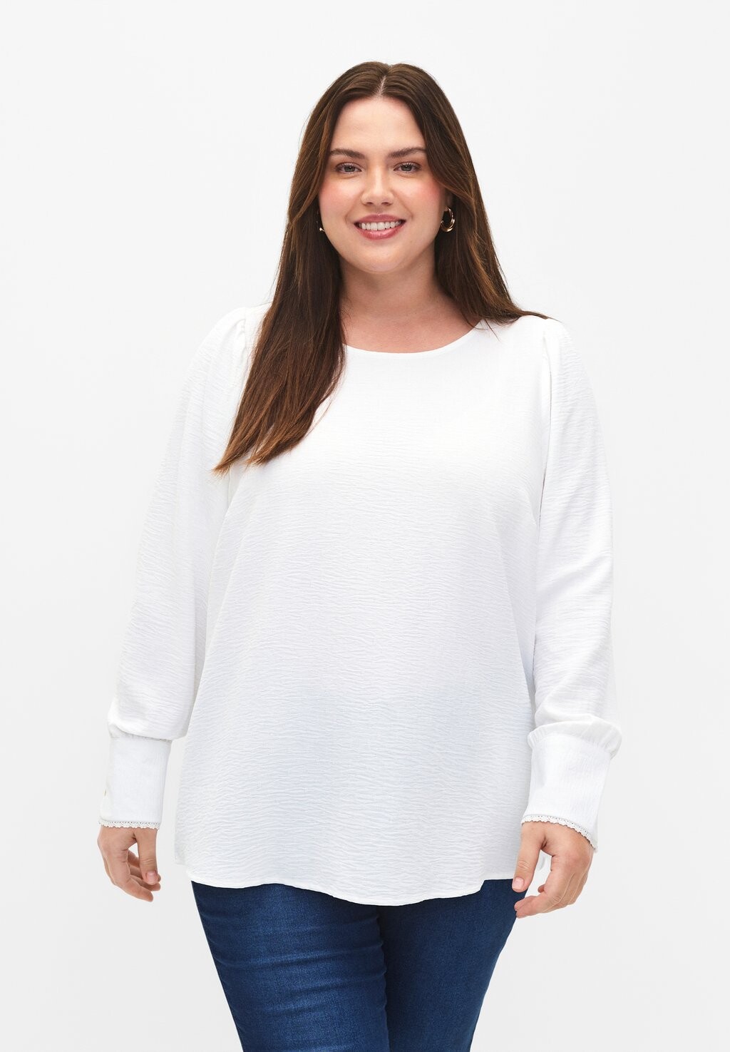 

Блуза Long-Sleeved With Texture Zizzi, ярко-белая