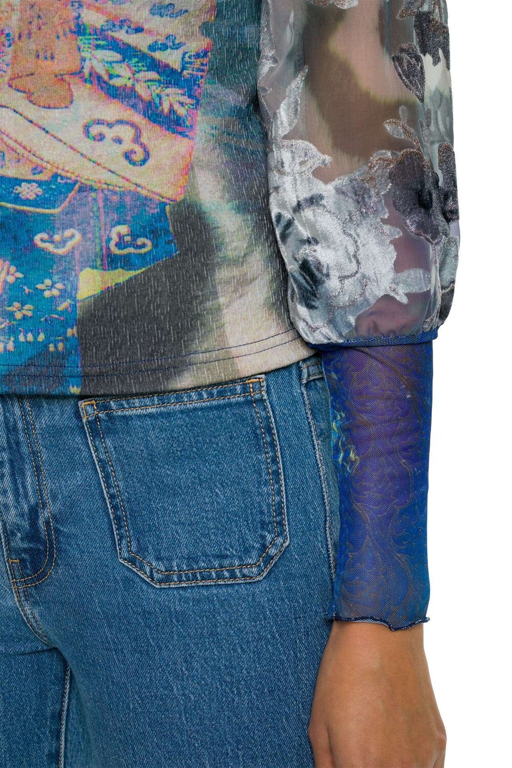 

Лонгслив синий с рисунком Desigual