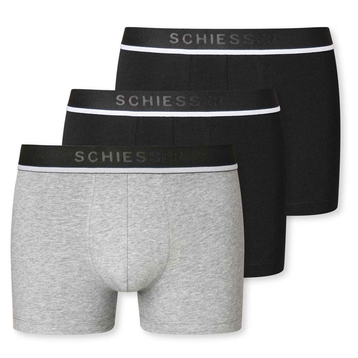 

Боксеры Schiesser Boxershorts 3 шт, цвет Schwarz / Schwarz / Grau melange
