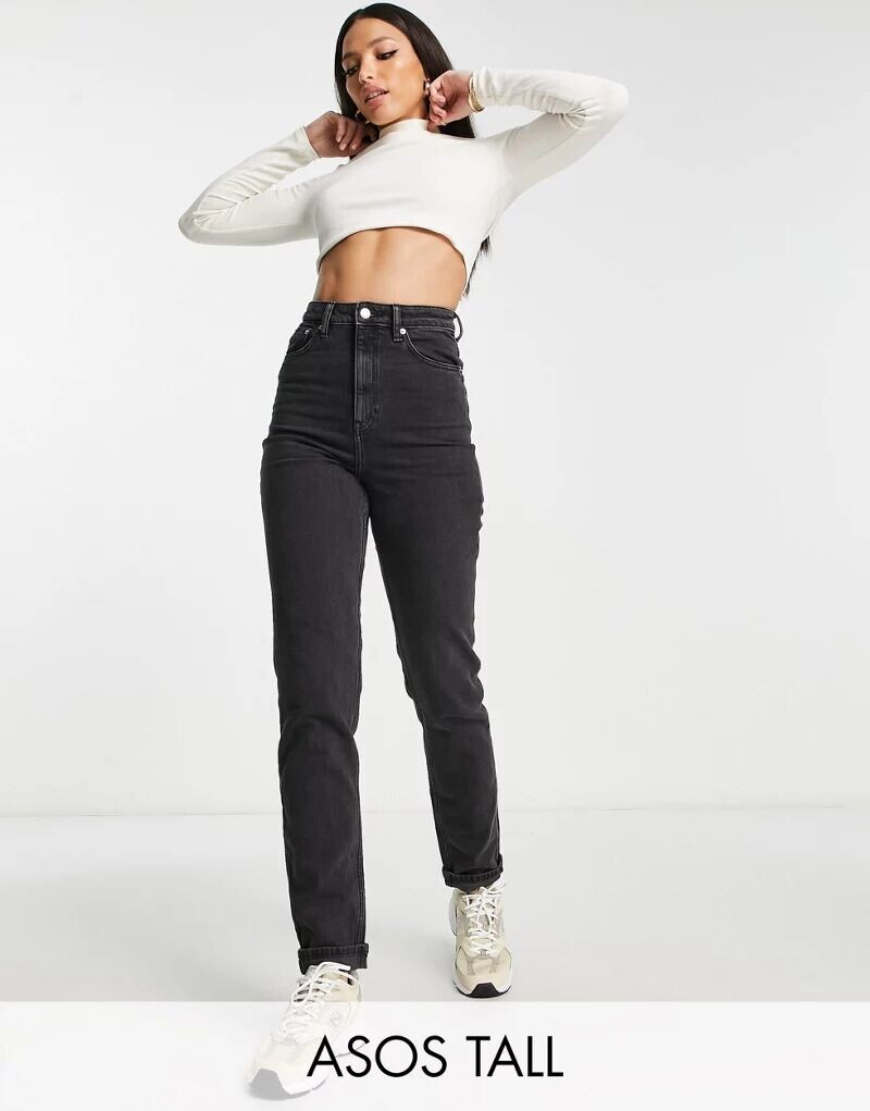 

Черные узкие джинсы Mom ASOS DESIGN Tall