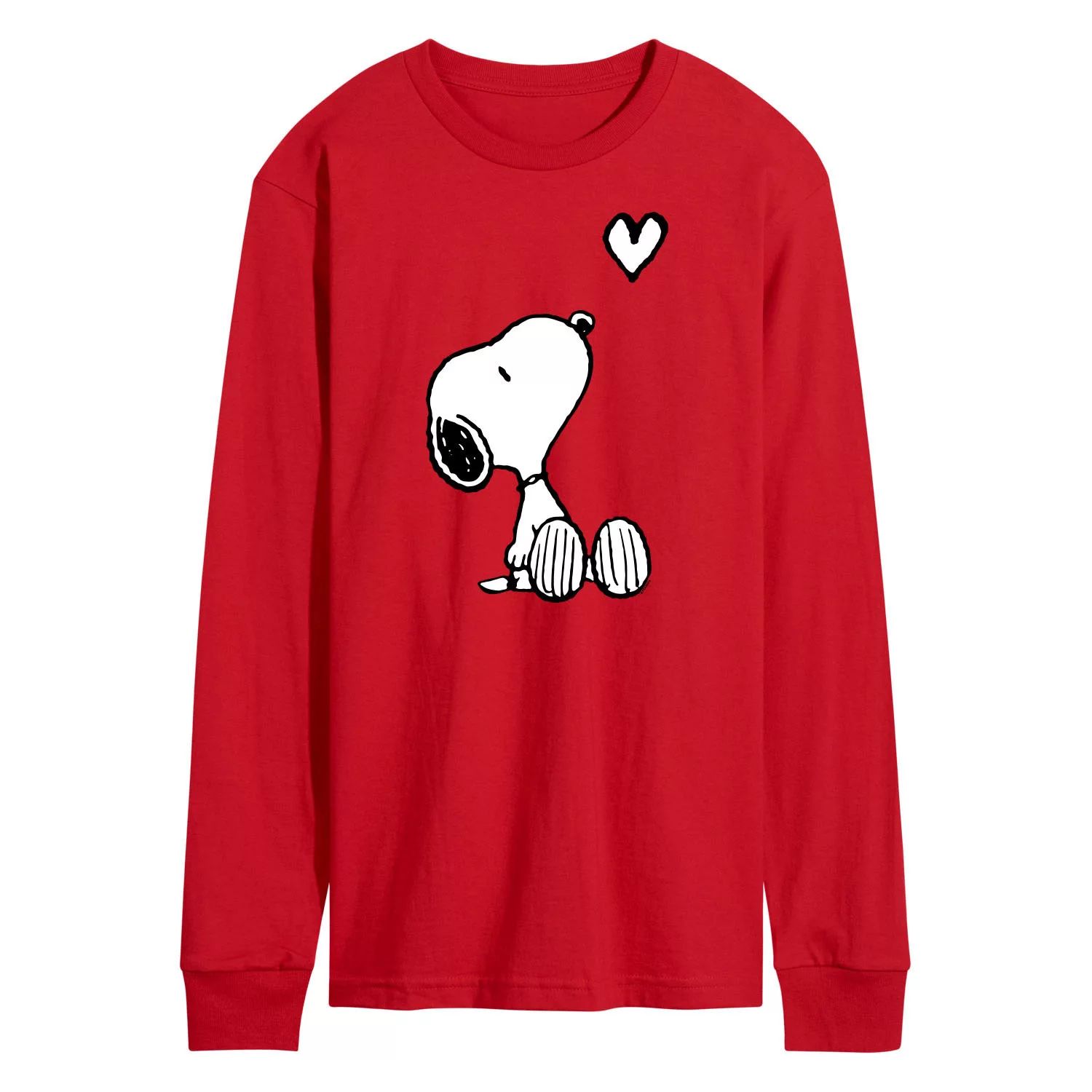 

Мужская футболка с длинными рукавами и рисунком Peanuts Snoopy Heart Licensed Character