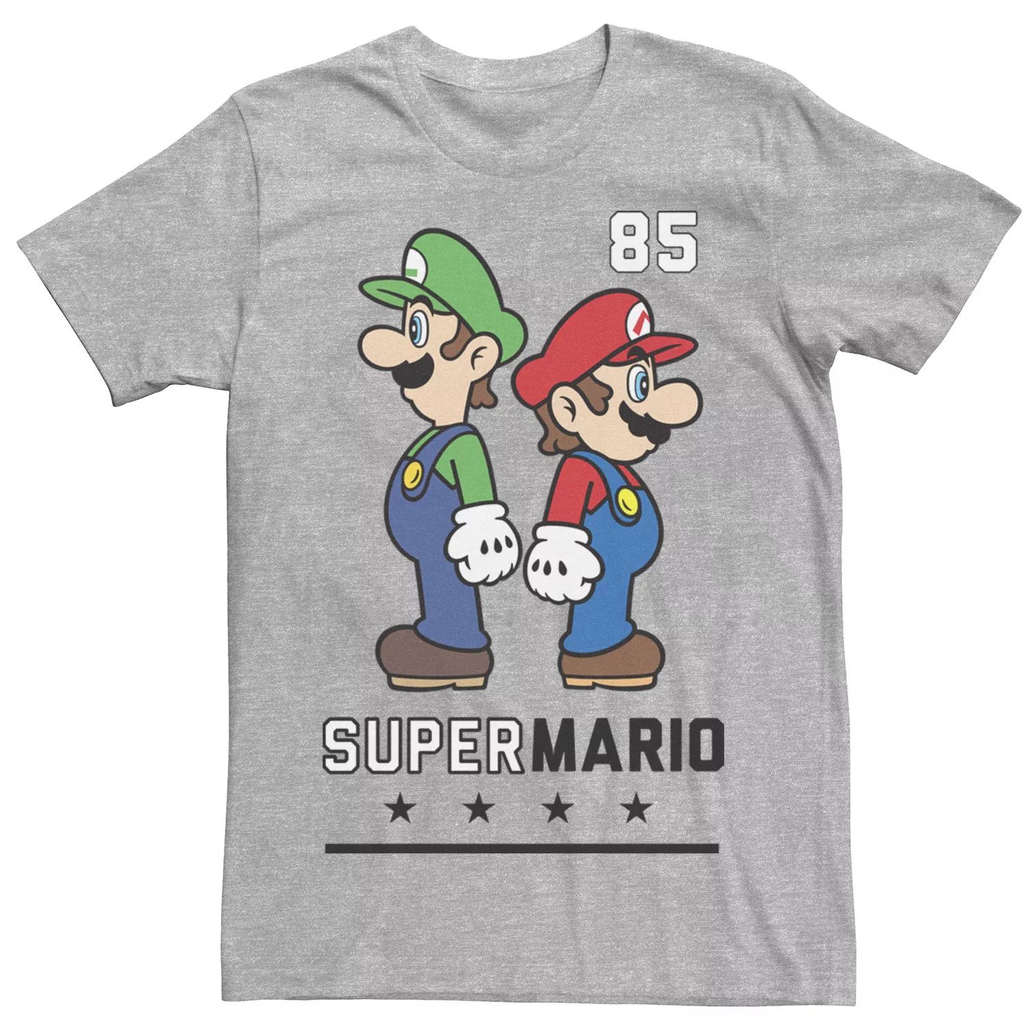 Мужская футболка с рисунком Nintendo Super Mario Luigi Back to Back Athletic 85 Licensed Character