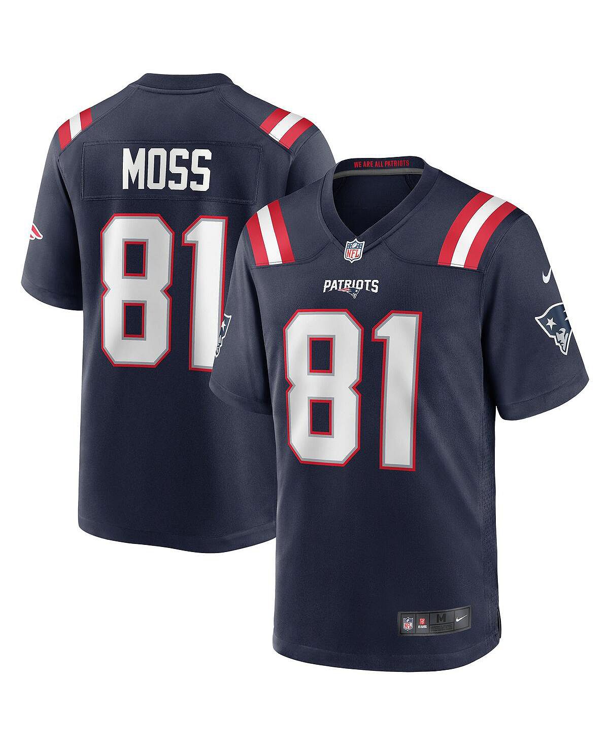 Мужская футболка Randy Moss Navy New England Patriots Game Retired Player Nike