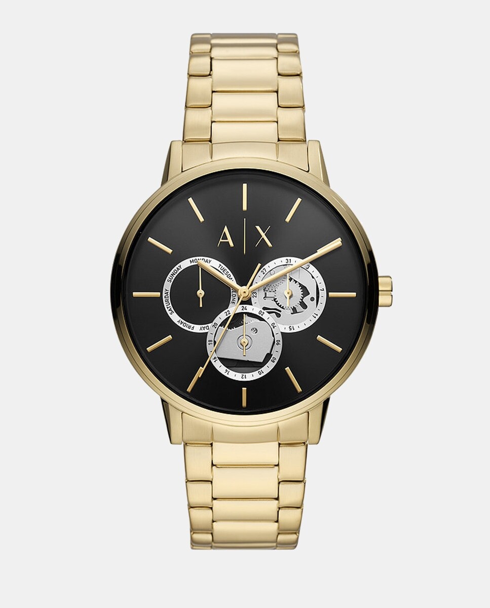 

Экологичные мужские часы AX2747 Многофункциональные из золотой стали Armani Exchange, золотой
