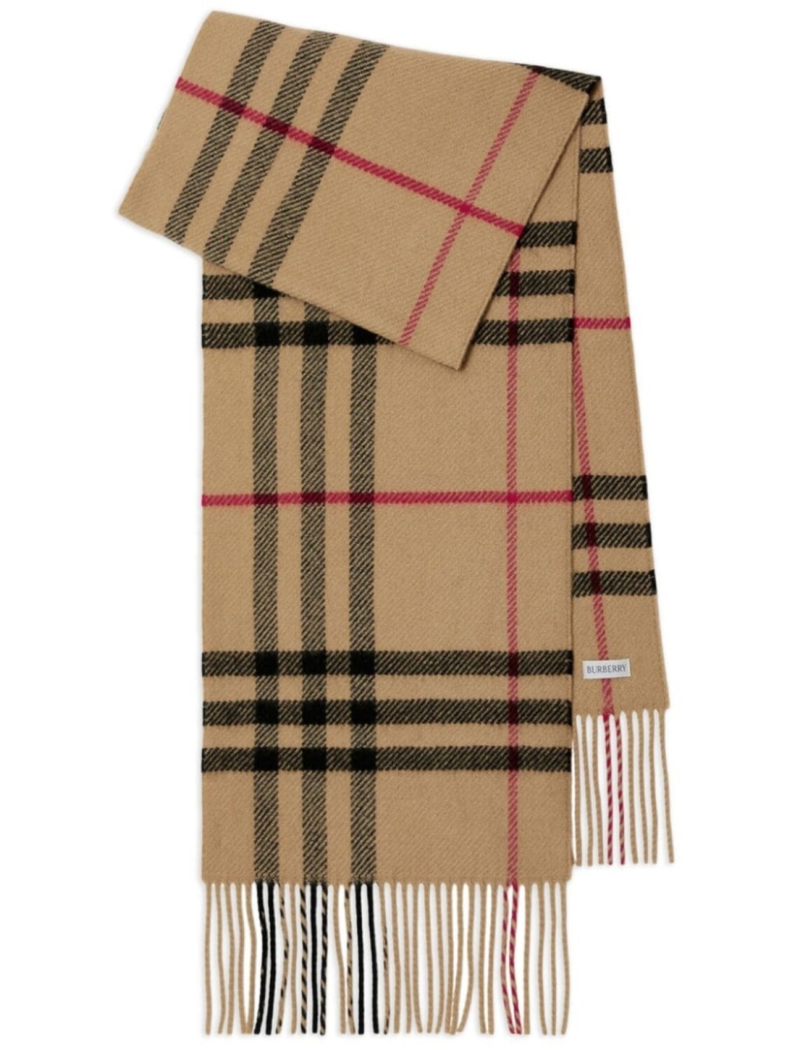 

Burberry клетчатый шарф с бахромой, нейтральный цвет