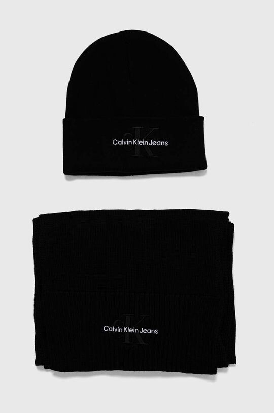 

Хлопковая шапка и шарф Calvin Klein Jeans, черный