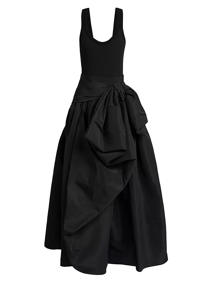 

Платье из эластичного хлопка с завязками Alexander Mcqueen, черный