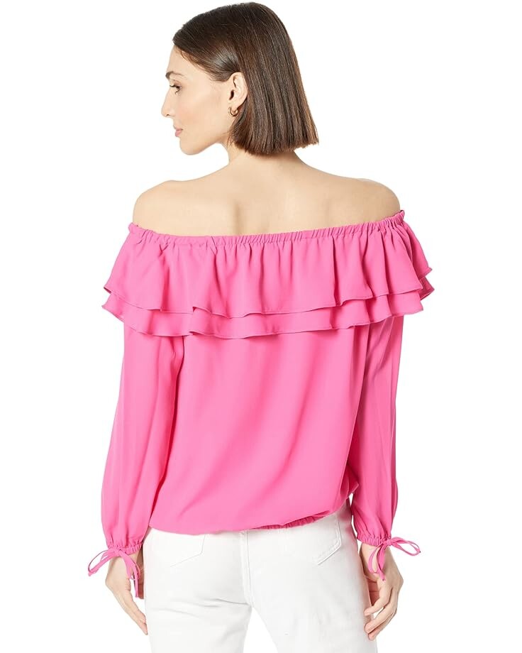 

Топ Michael Kors Petite Ruffle Peasant Top, цвет Cerise