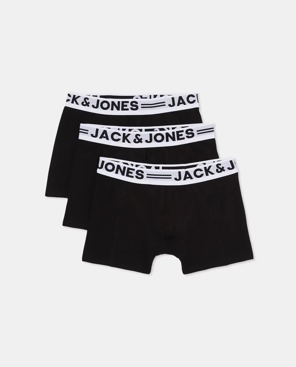 

Комплект из трех мужских трикотажных боксеров черного цвета Jack & Jones, черный