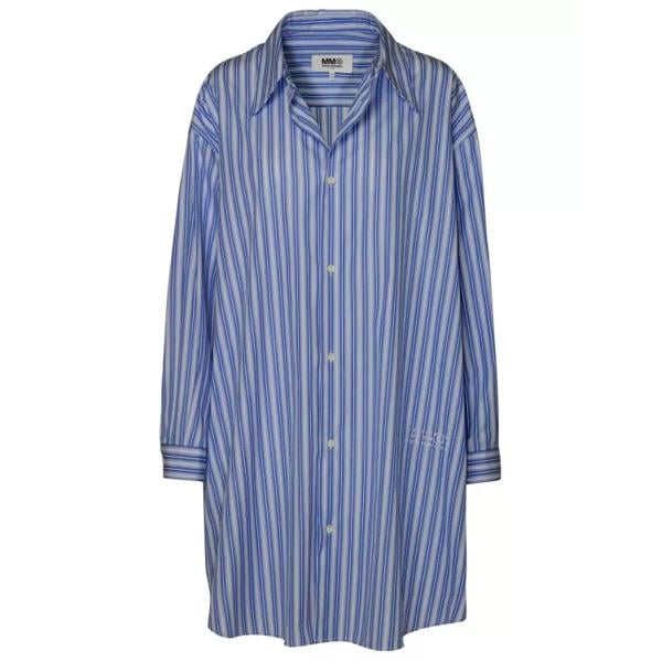 

Футболка long striped cotton shirt Mm6 Maison Margiela, синий