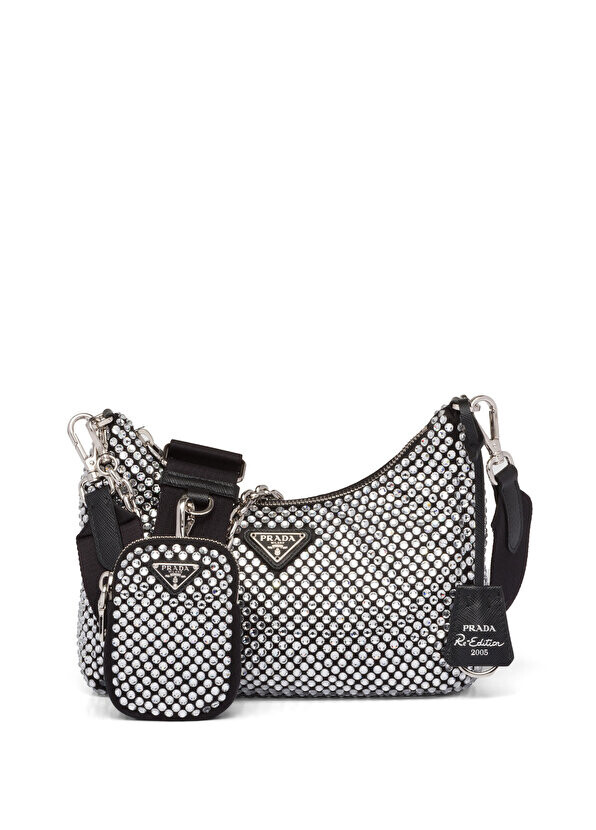 

Атласная сумка prada re-edition 2005 с кристаллами Prada