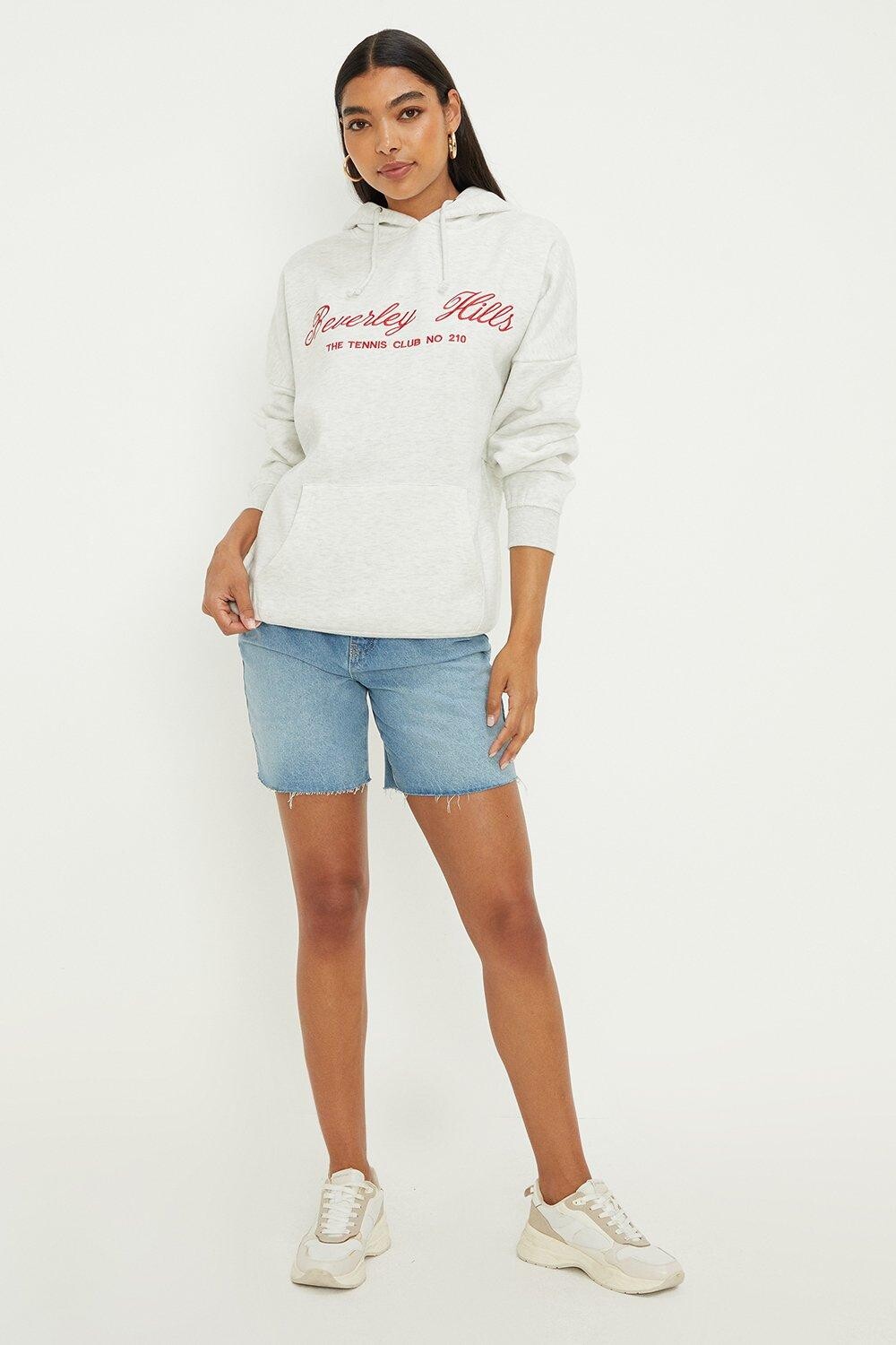 

Толстовка с вышивкой на шнурке Dorothy Perkins, серый