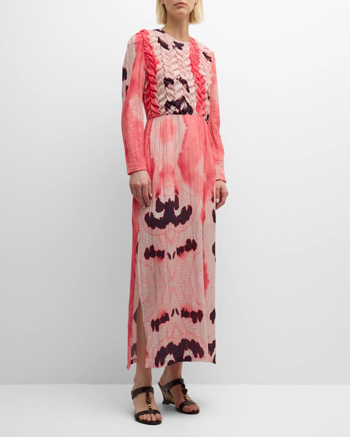 

Платье макси Paloma со сборками и абстрактным принтом Atelier 17.56, цвет Pink Black