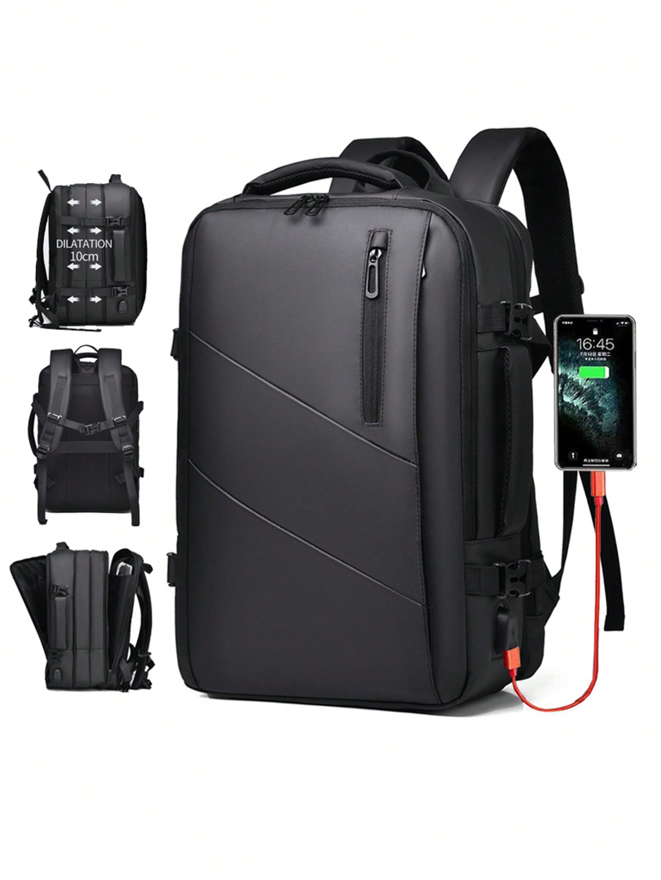 Расширяемый дорожный рюкзак большой вместимости, черный дорожный рюкзак большой вместимости черный