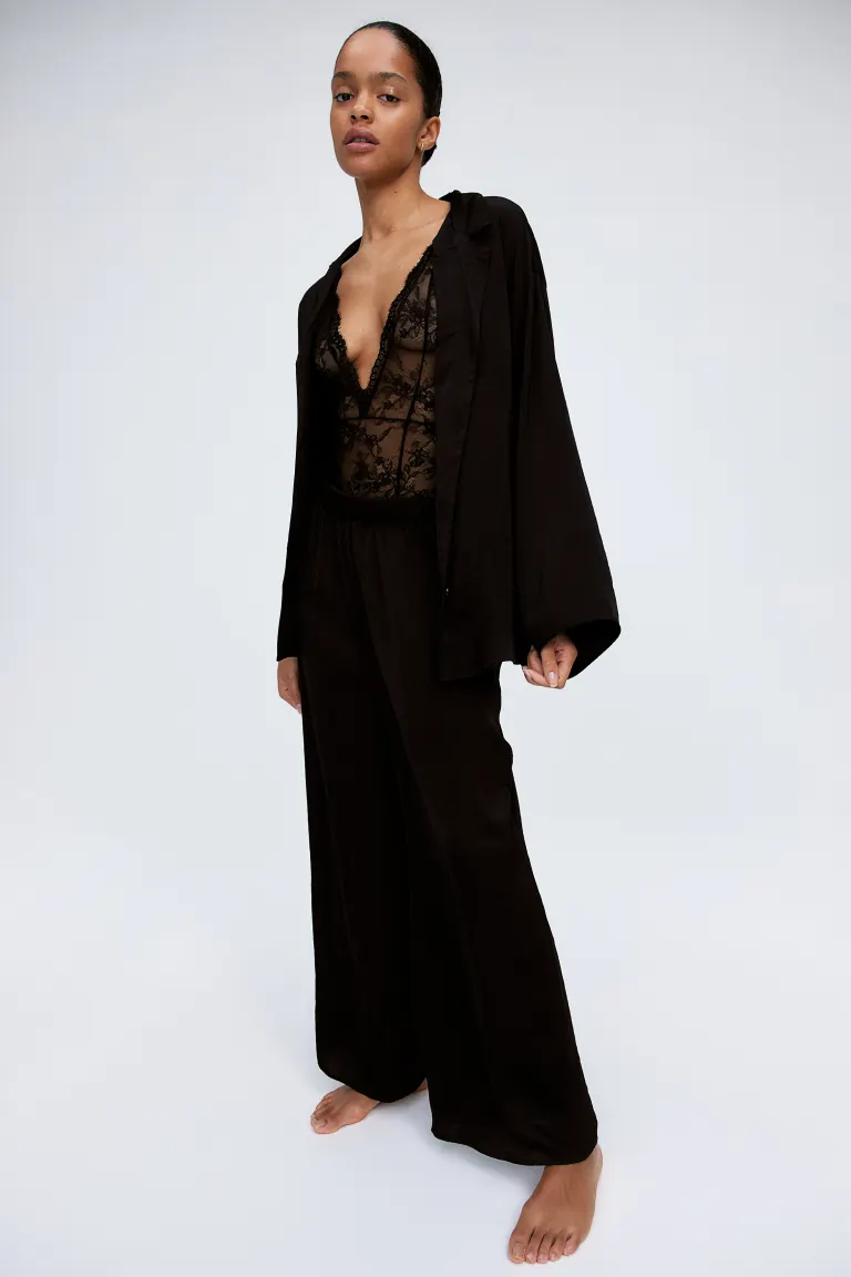 

Пижама с рубашкой и штанами H&M, черный